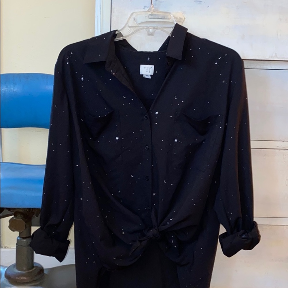 Star and moon button up shirt